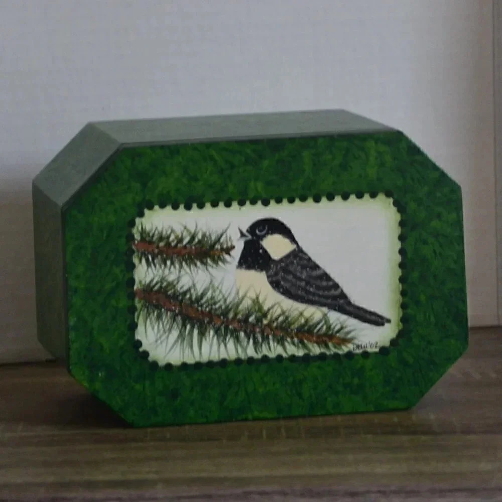 LAST CHANCE Hand painted bird wood box